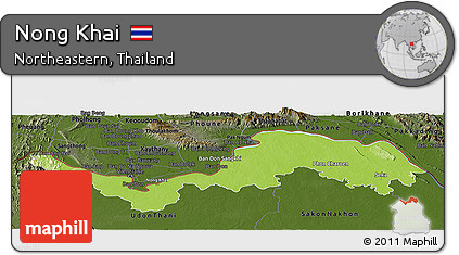 Physical Panoramic Map of Nong Khai, darken