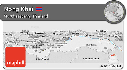 Silver Style Panoramic Map of Nong Khai