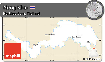 Classic Style Simple Map of Nong Khai, single color outside