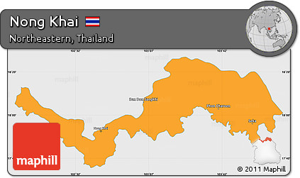Political Simple Map of Nong Khai, single color outside