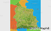 Satellite 3D Map of Sisaket, political outside