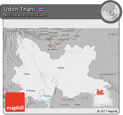 Gray 3D Map of Udon Thani