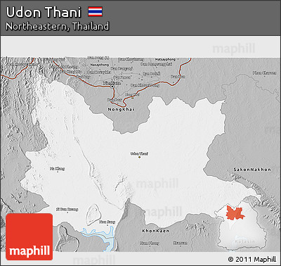 Gray 3D Map of Udon Thani