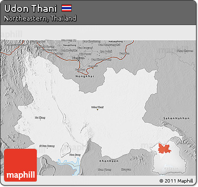 Gray 3D Map of Udon Thani
