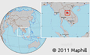 Gray Location Map of Udon Thani, within the entire country