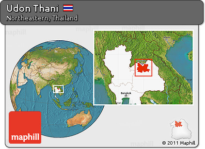 Satellite Location Map of Udon Thani, highlighted country
