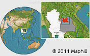 Satellite Location Map of Udon Thani, highlighted country, highlighted parent region