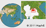 Satellite Location Map of Udon Thani, highlighted country