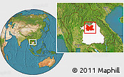 Satellite Location Map of Udon Thani, highlighted parent region