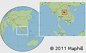 Savanna Style Location Map of Udon Thani, within the entire country