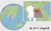Savanna Style Location Map of Udon Thani, highlighted country, highlighted parent region