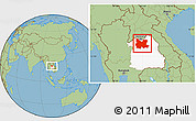 Savanna Style Location Map of Udon Thani, highlighted parent region