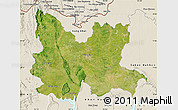 Satellite Map of Udon Thani, shaded relief outside