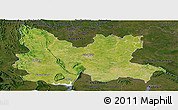Satellite Panoramic Map of Udon Thani, darken