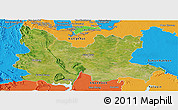 Satellite Panoramic Map of Udon Thani, political outside