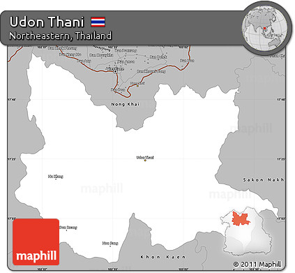 Gray Simple Map of Udon Thani