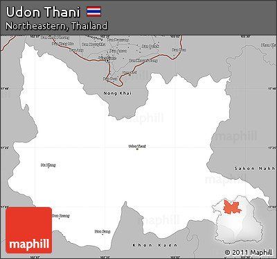 Gray Simple Map of Udon Thani