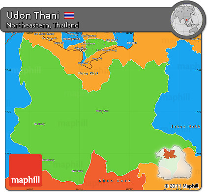Political Simple Map of Udon Thani