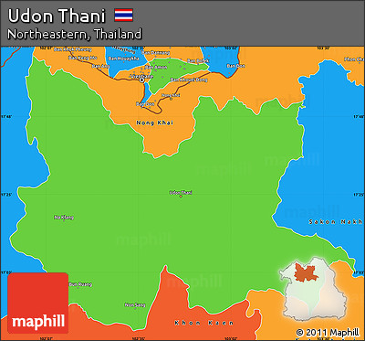 Political Simple Map of Udon Thani
