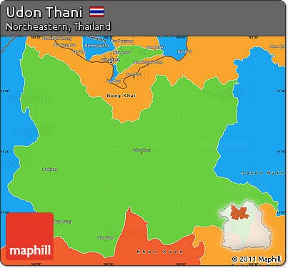 Political Simple Map of Udon Thani