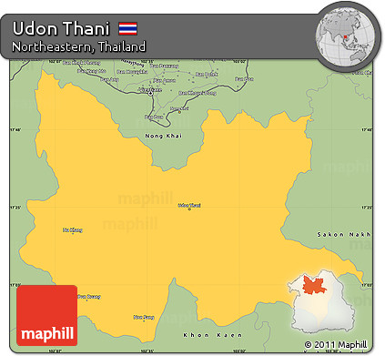 Savanna Style Simple Map of Udon Thani