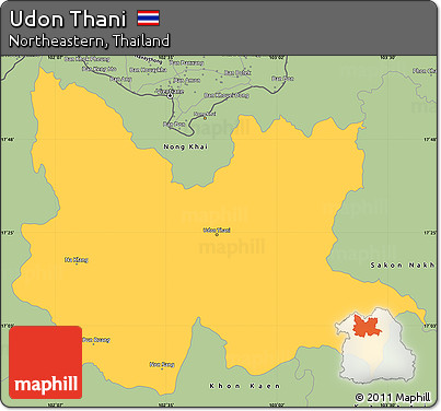 Savanna Style Simple Map of Udon Thani