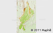Physical 3D Map of Lampang, lighten