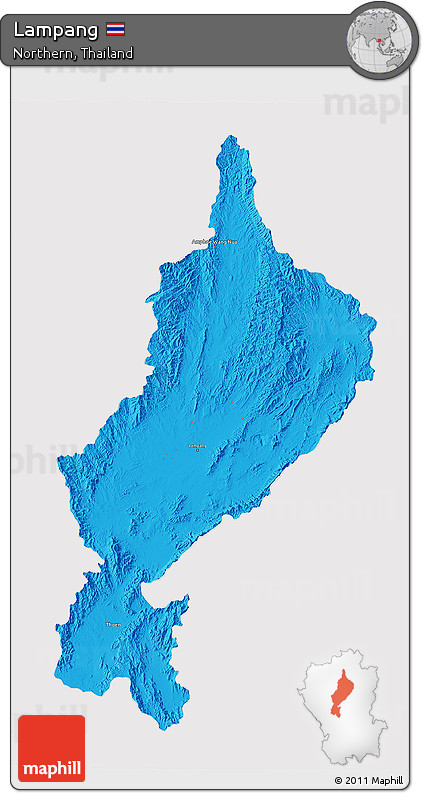 Political 3D Map of Lampang, cropped outside
