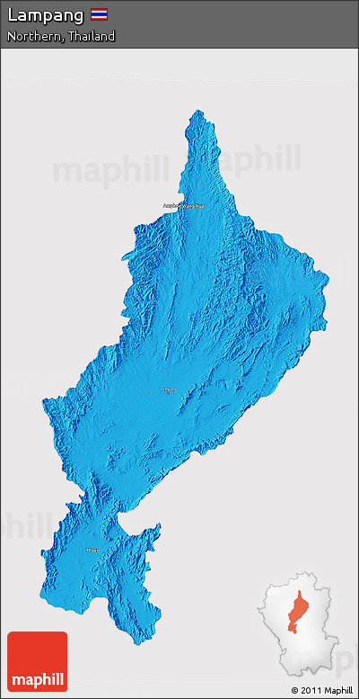 Political 3D Map of Lampang, cropped outside