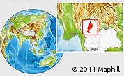 Physical Location Map of Lampang, highlighted country