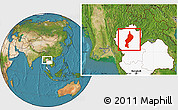 Satellite Location Map of Lampang, highlighted country