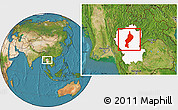 Satellite Location Map of Lampang, highlighted parent region