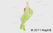 Physical Map of Lampang, single color outside