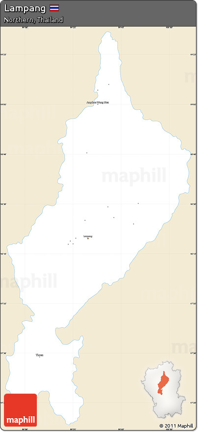 Classic Style Simple Map of Lampang, single color outside