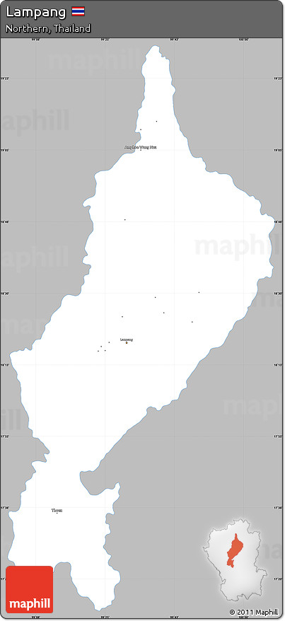 Gray Simple Map of Lampang, single color outside