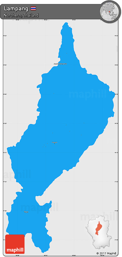 Political Simple Map of Lampang, single color outside