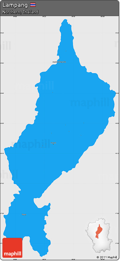 Political Simple Map of Lampang, single color outside