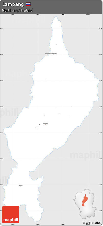 Silver Style Simple Map of Lampang, single color outside