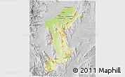 Physical 3D Map of Lamphun, lighten, desaturated