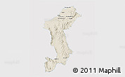 Shaded Relief 3D Map of Lamphun, single color outside