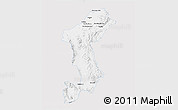 Silver Style 3D Map of Lamphun, single color outside