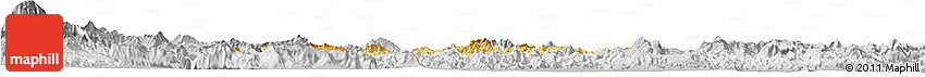 Physical Horizon Map of Lamphun, lighten, desaturated