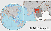 Gray Location Map of Lamphun, highlighted country, highlighted parent region
