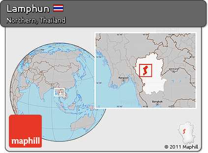 Gray Location Map of Lamphun, highlighted parent region