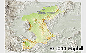 Physical Panoramic Map of Lamphun, lighten, semi-desaturated