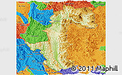 Physical Panoramic Map of Mae Hong Son, political outside