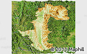 Physical Panoramic Map of Mae Hong Son, satellite outside