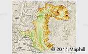 Physical Panoramic Map of Mae Hong Son, shaded relief outside