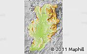 Physical 3D Map of Nan, desaturated