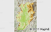 Physical 3D Map of Nan, semi-desaturated